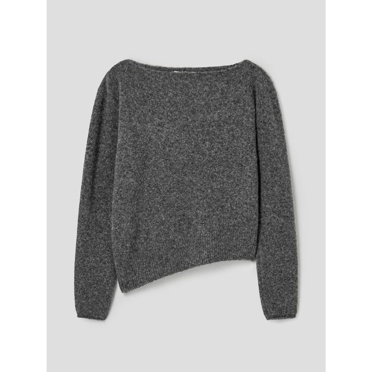 앙개(ANGGAE) Llama Blend Asymmetric Pullover  Grey