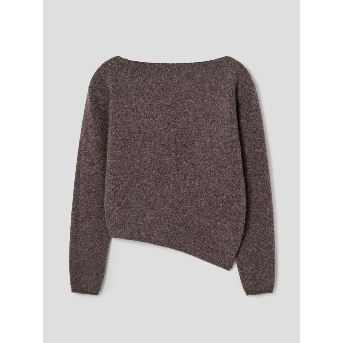 앙개(ANGGAE) Llama Blend Asymmetric Pullover  Brown
