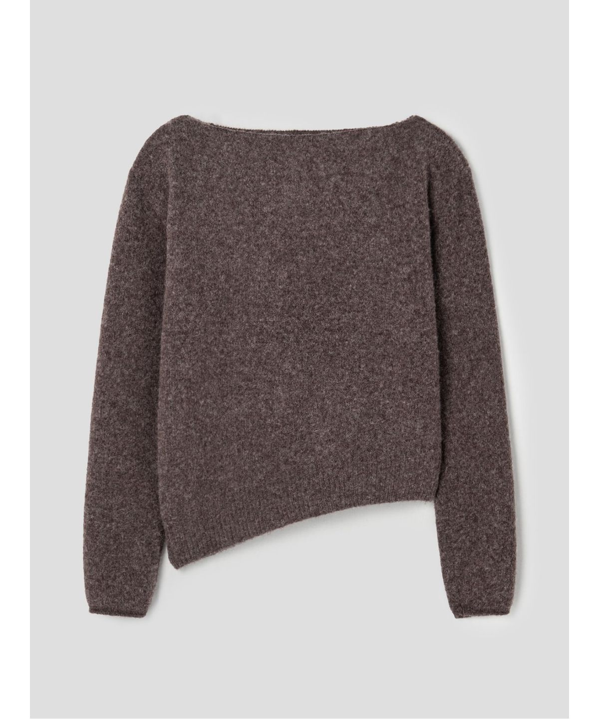 앙개(ANGGAE) Llama Blend Asymmetric Pullover  Brown
