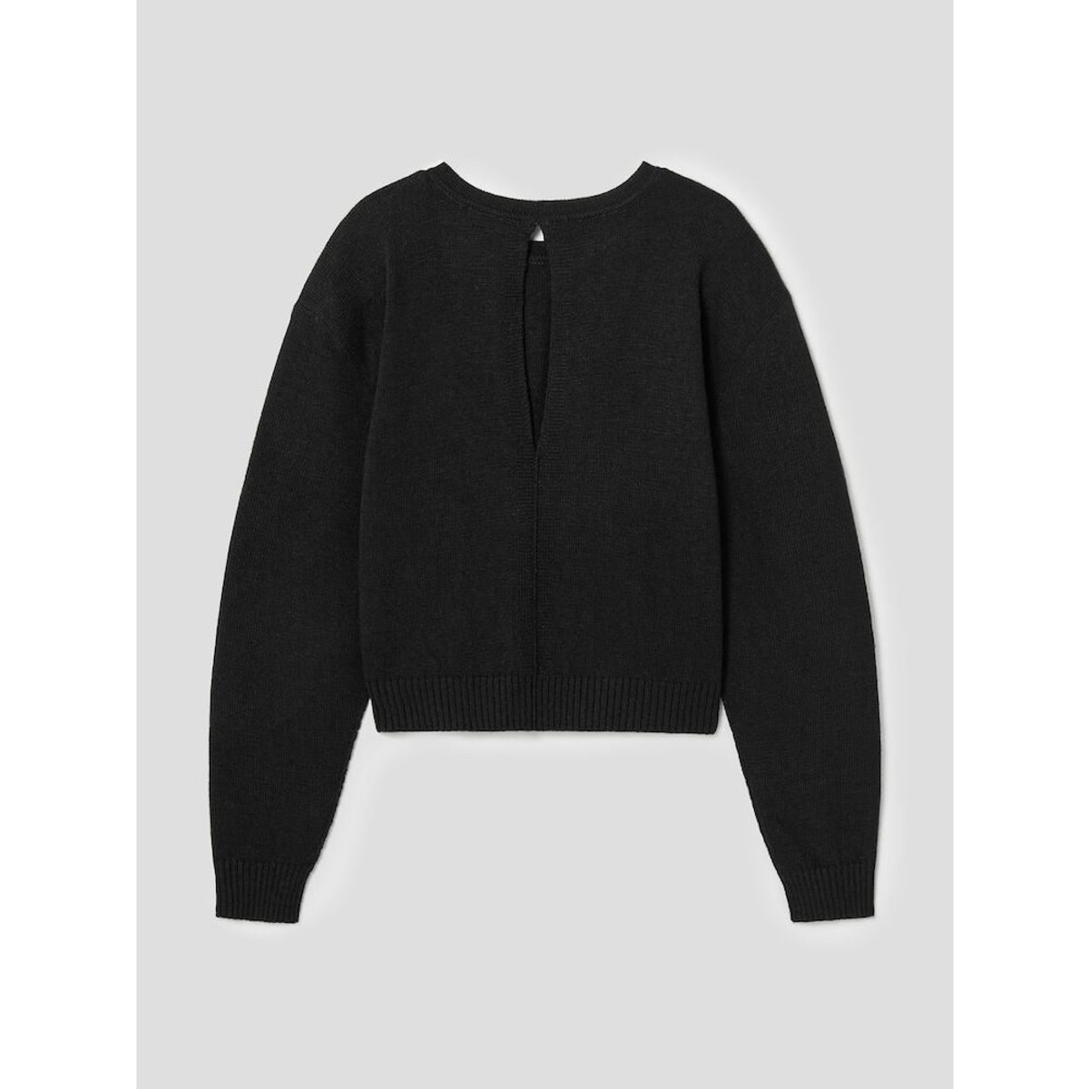 앙개(ANGGAE) Lambswool Blend 2Holes Solid Pullover  Black