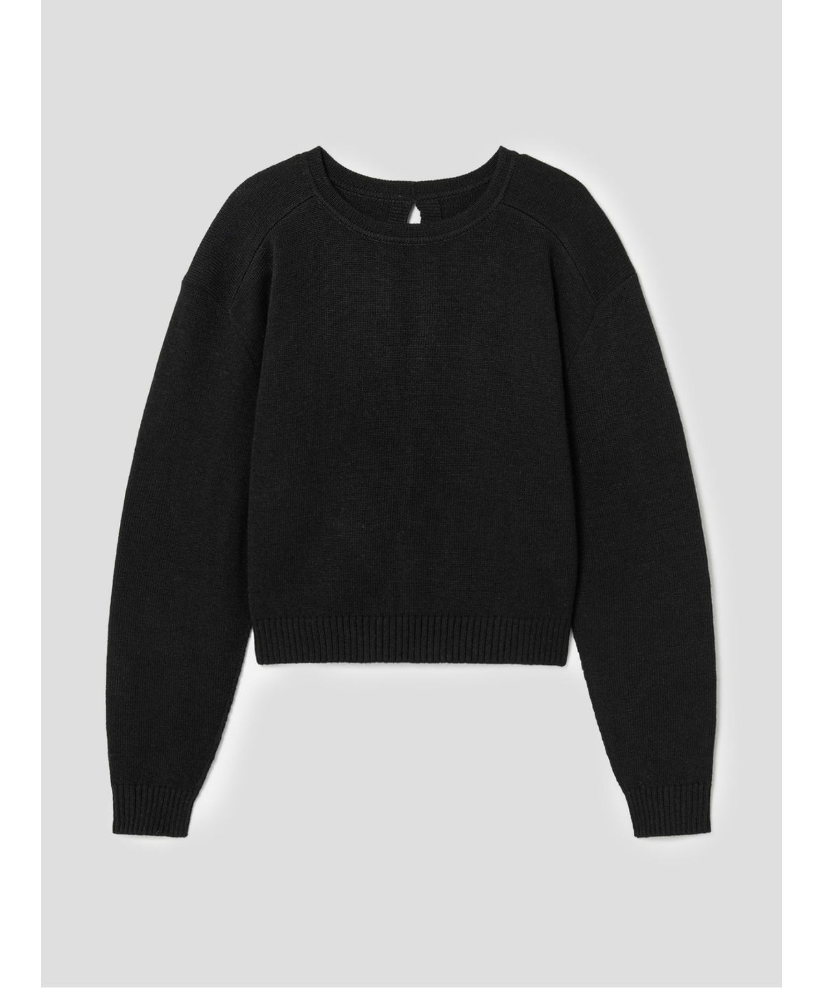 앙개(ANGGAE) Lambswool Blend 2Holes Solid Pullover  Black