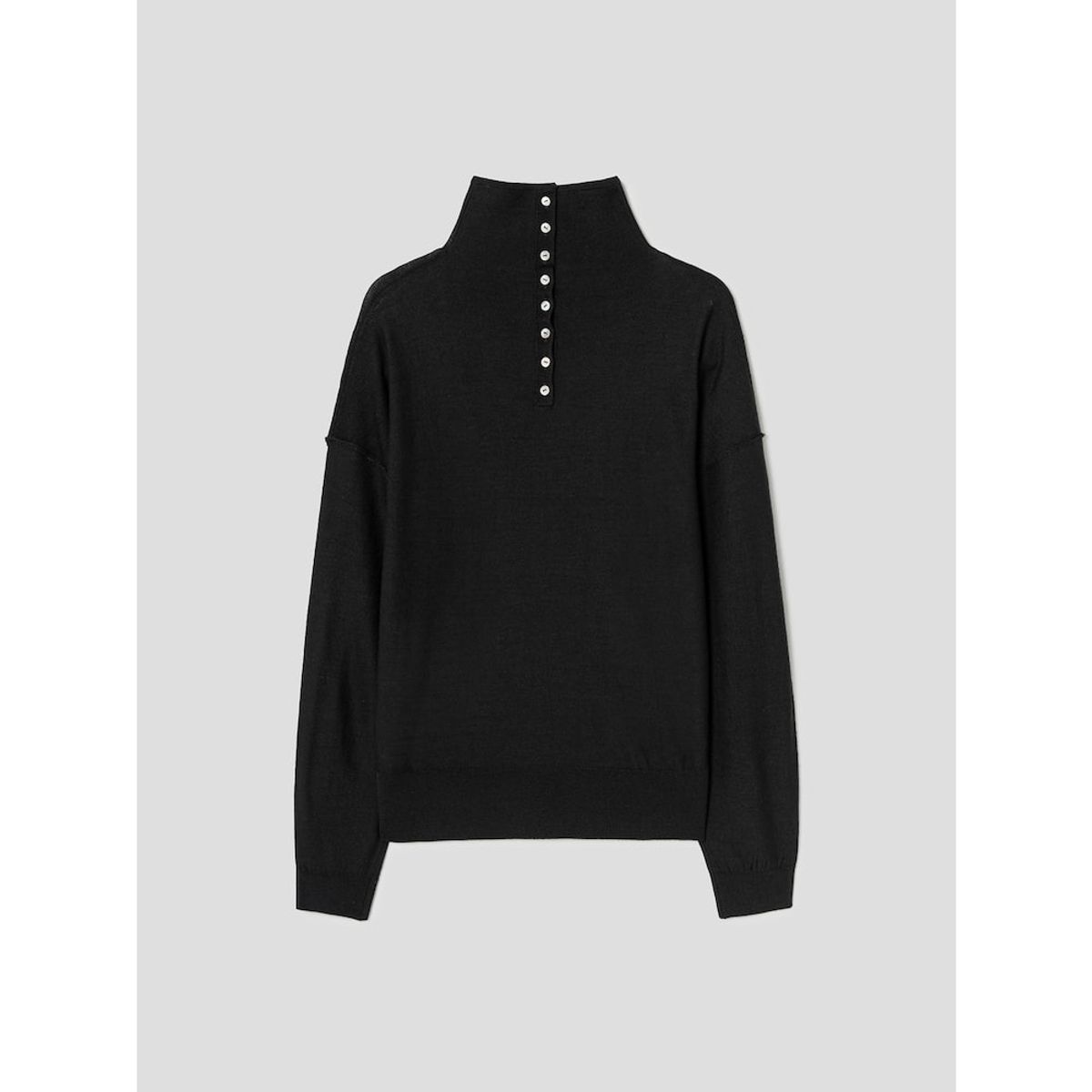 앙개(ANGGAE) Half Neck Button Pullover  Black