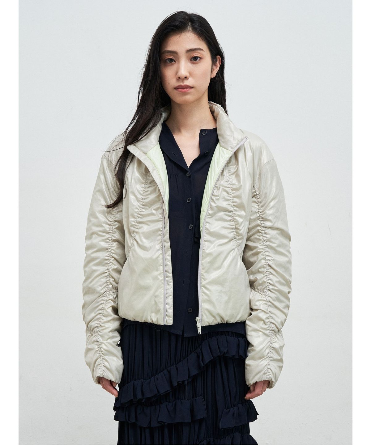 앙개(ANGGAE) Curved Line Jacket  Ivory