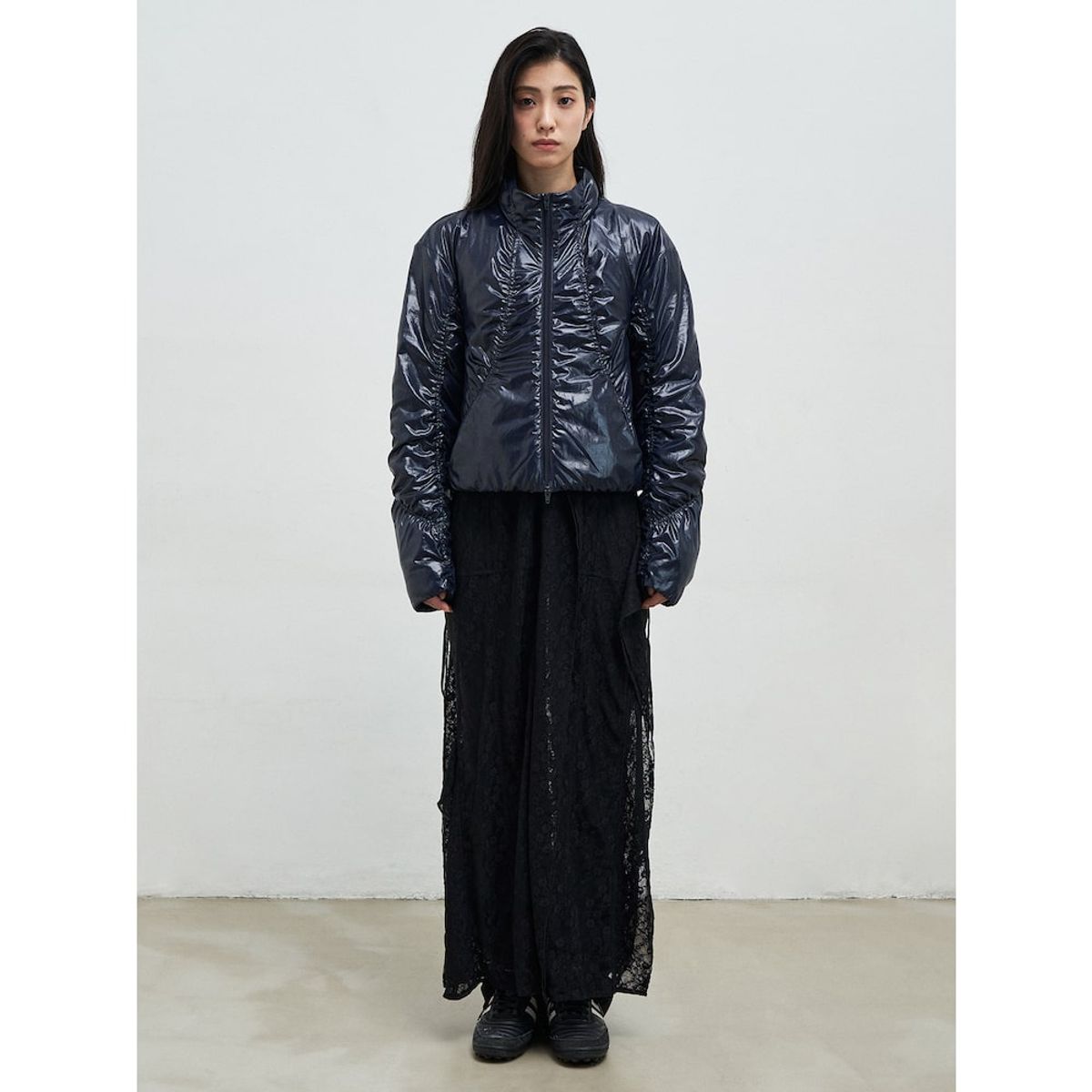 앙개(ANGGAE) Curved Line Jacket  Navy