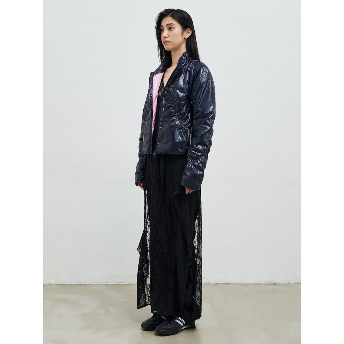 앙개(ANGGAE) Curved Line Jacket  Navy