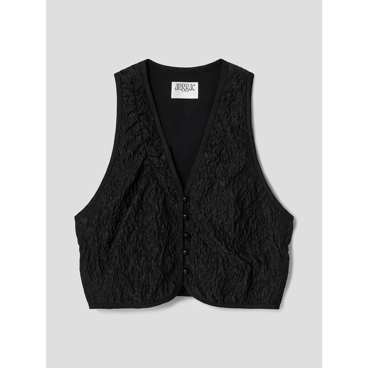 앙개(ANGGAE) Curved Line Jacquard Vest  Black