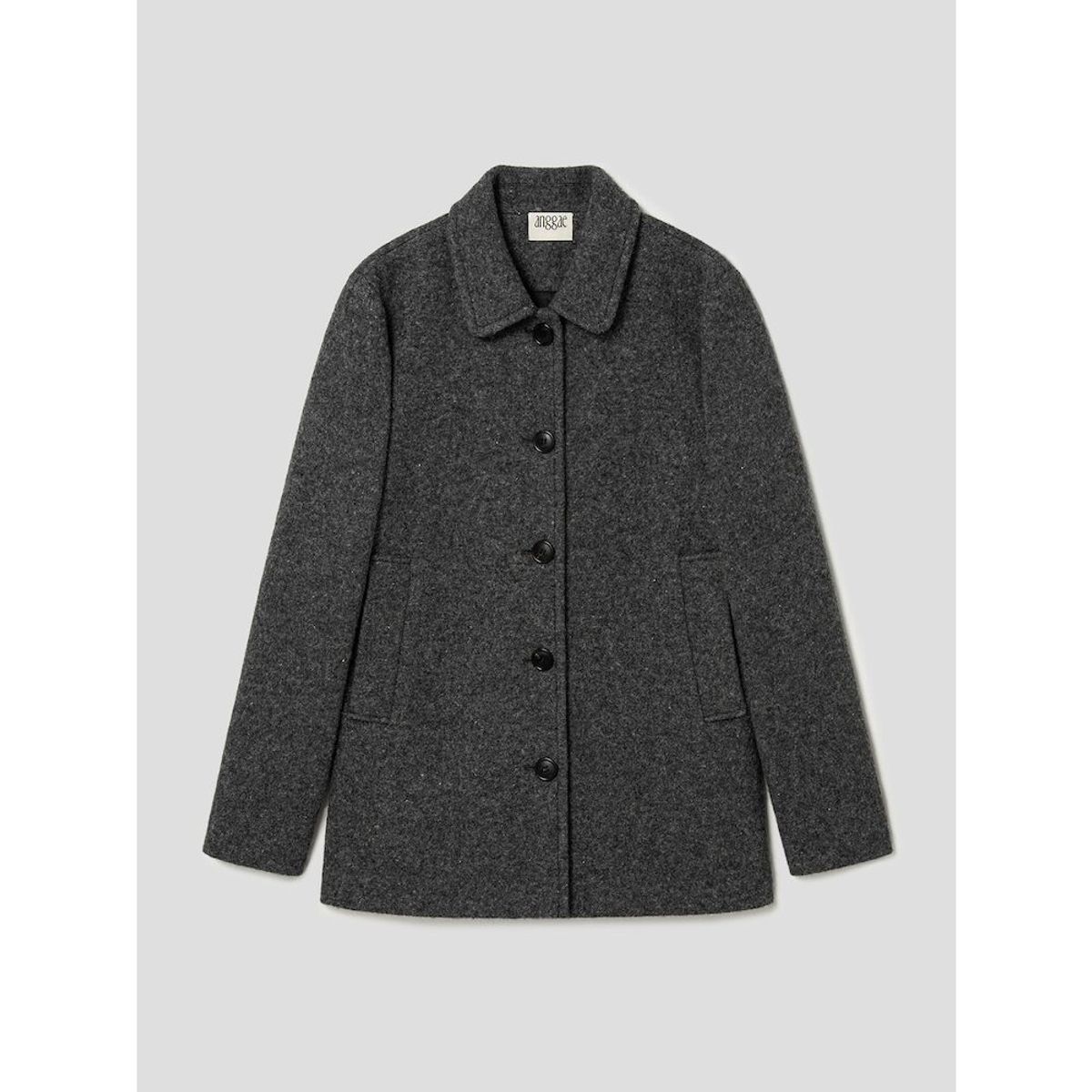 앙개(ANGGAE) Melange Wool Blend Half Car Coat  Grey
