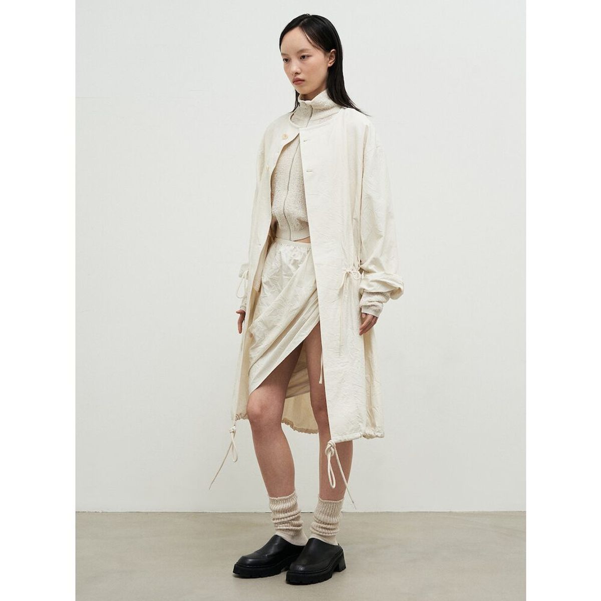 앙개(ANGGAE) Wonderer Wrinkle Trench Coat  Ivory