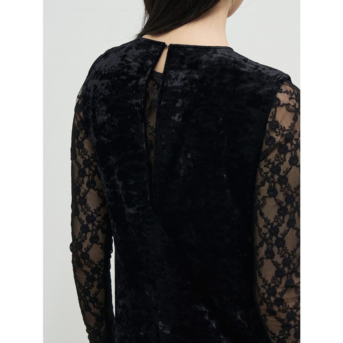 앙개(ANGGAE) Washed Velvet Long Dress  Black