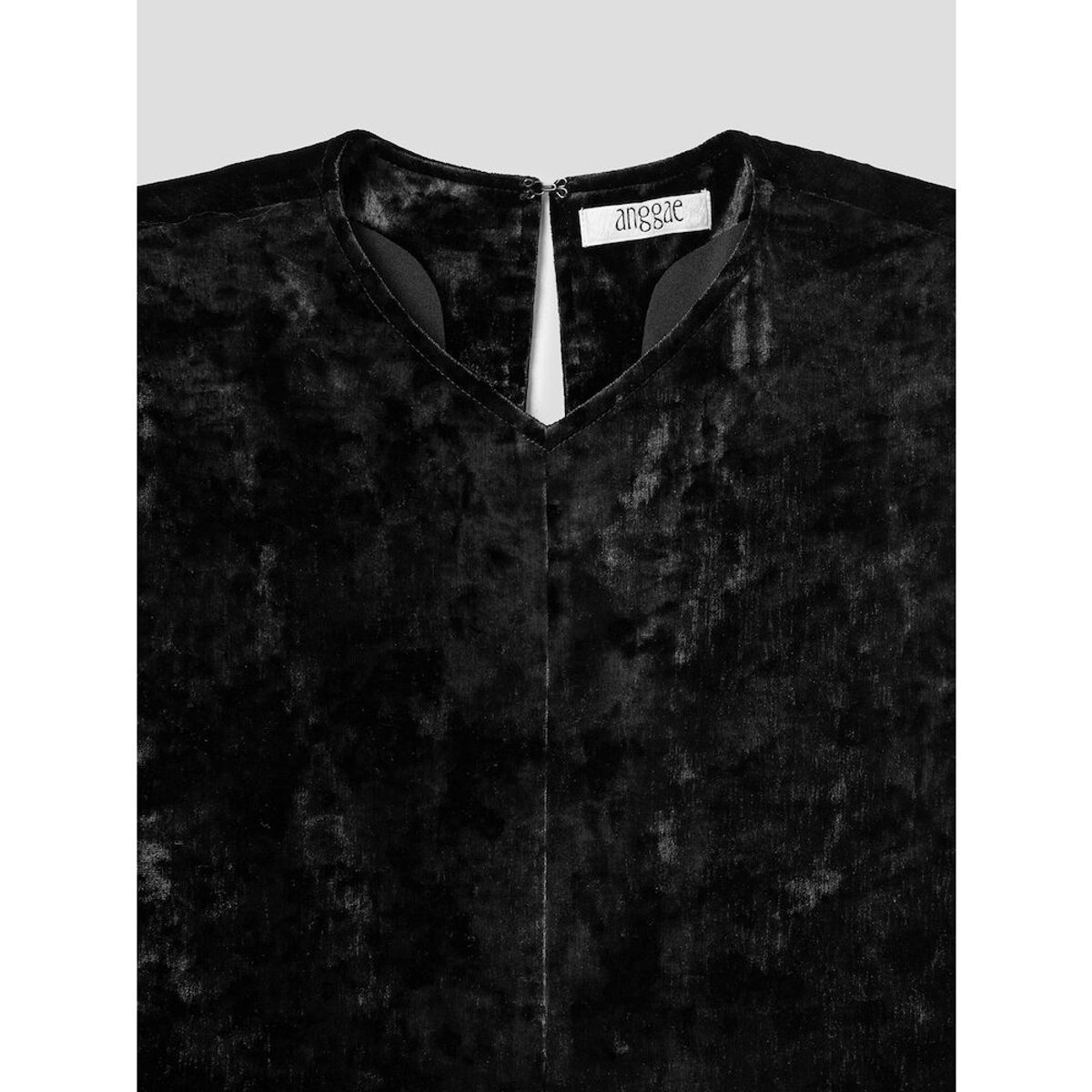 앙개(ANGGAE) Washed Velvet Long Dress  Black