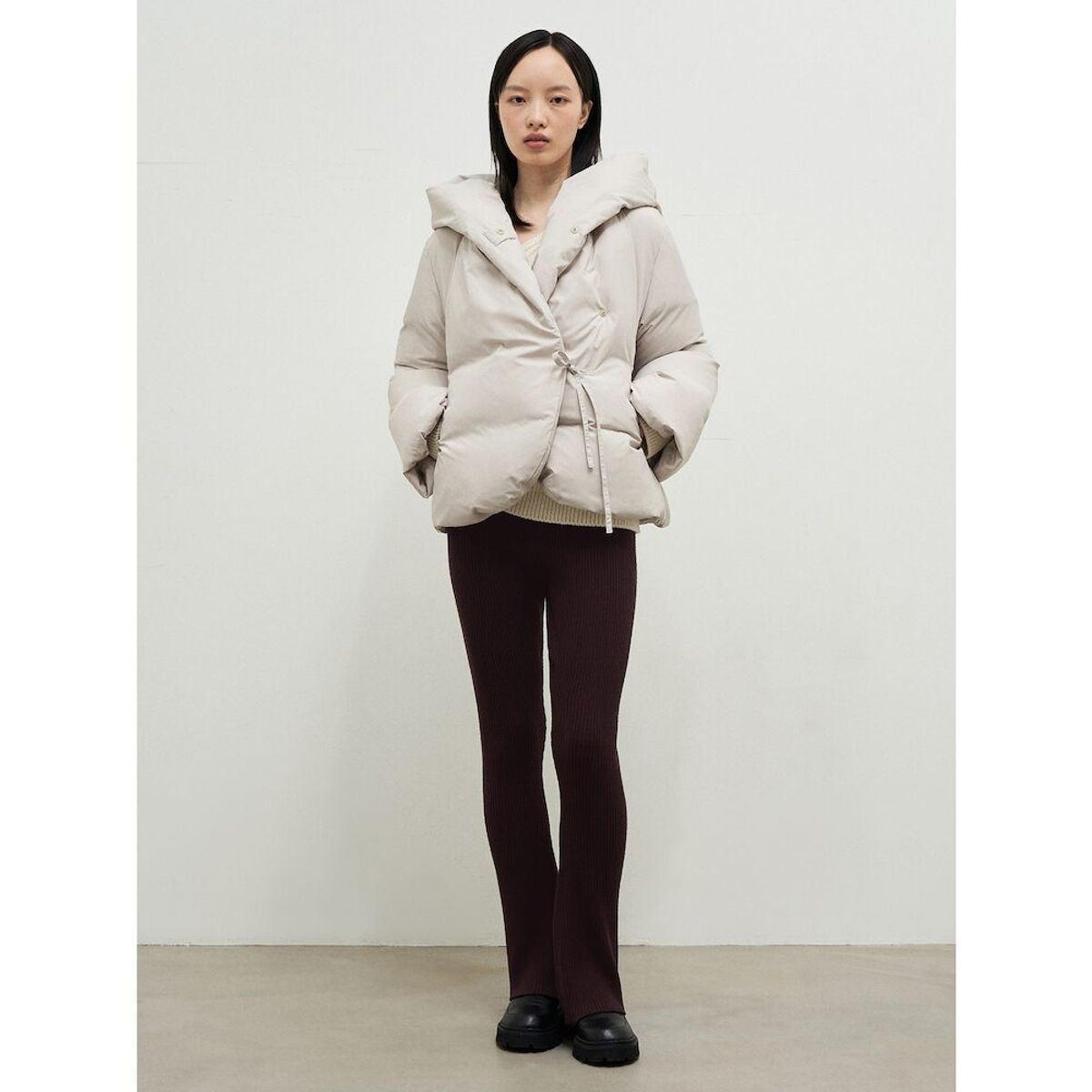 앙개(ANGGAE) Flare Knit Flare  Pants  Brown