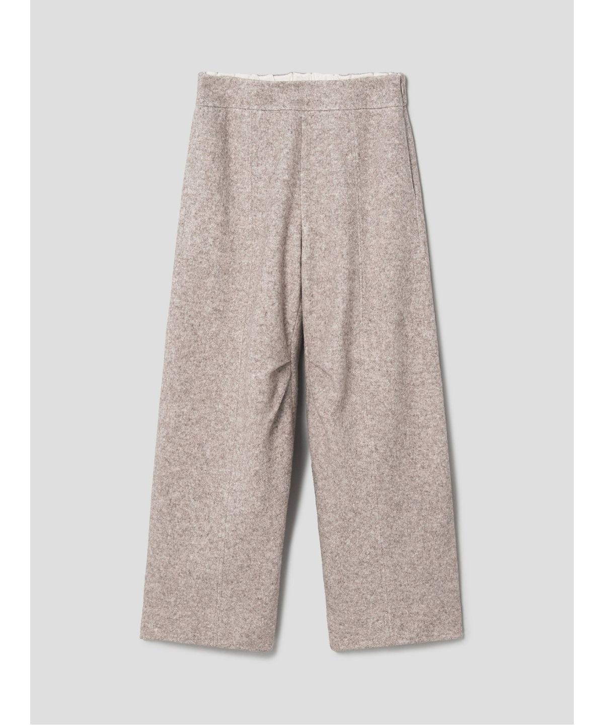앙개(ANGGAE) Melange Wool Blend Curved Pants  Ivory