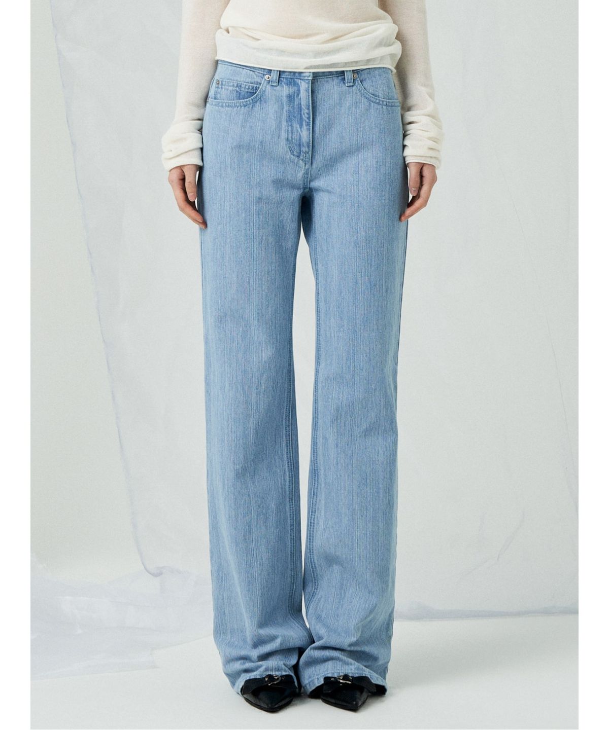 앙개(ANGGAE) Slup Denim  Pants  Sky Blue