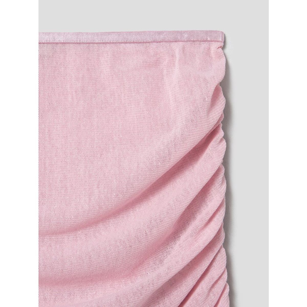 앙개(ANGGAE) Mesh Shirring Short Skirt  Pink