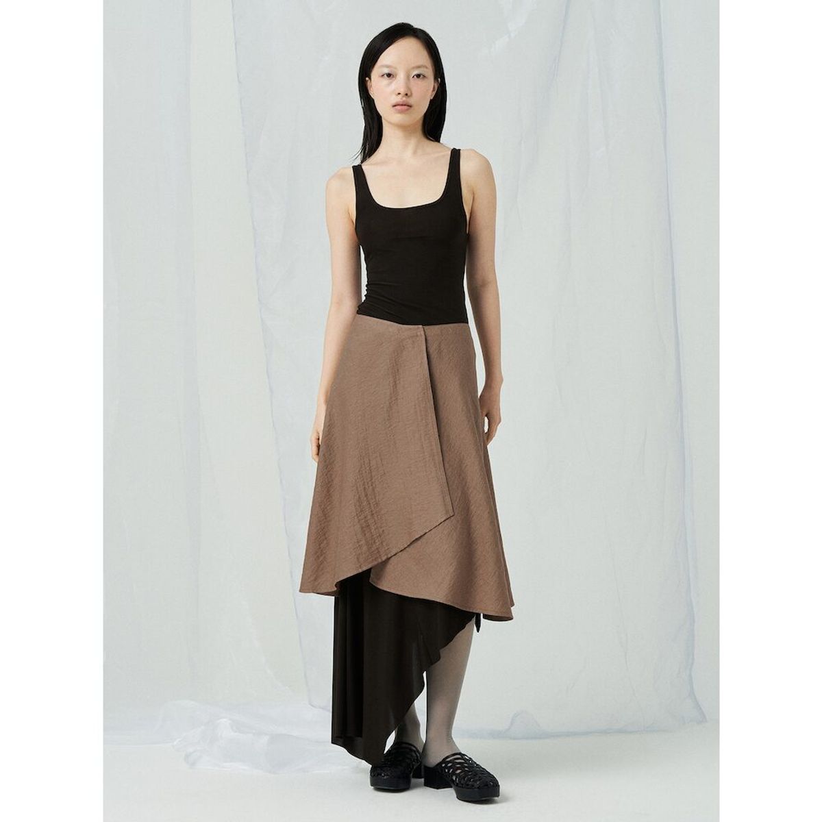 앙개(ANGGAE) Midi Wrap Skirt  Mustard