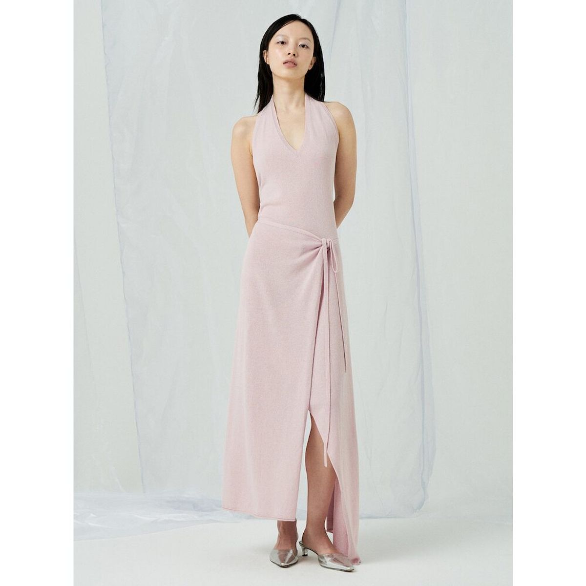 앙개(ANGGAE) Knit Wrap Long Skirt  Pink