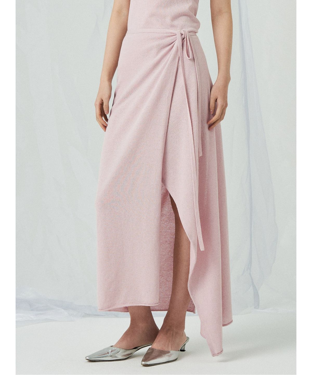 앙개(ANGGAE) Knit Wrap Long Skirt  Pink