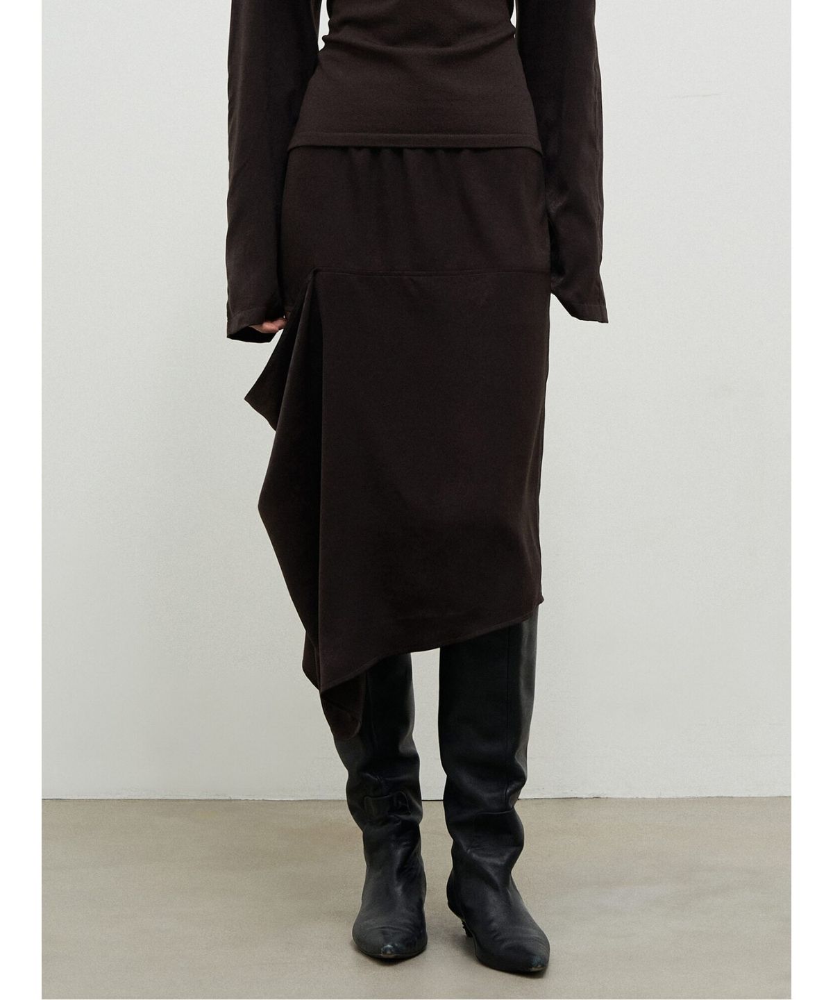 앙개(ANGGAE) Brown Chouchou CutOut Skirt  Brown
