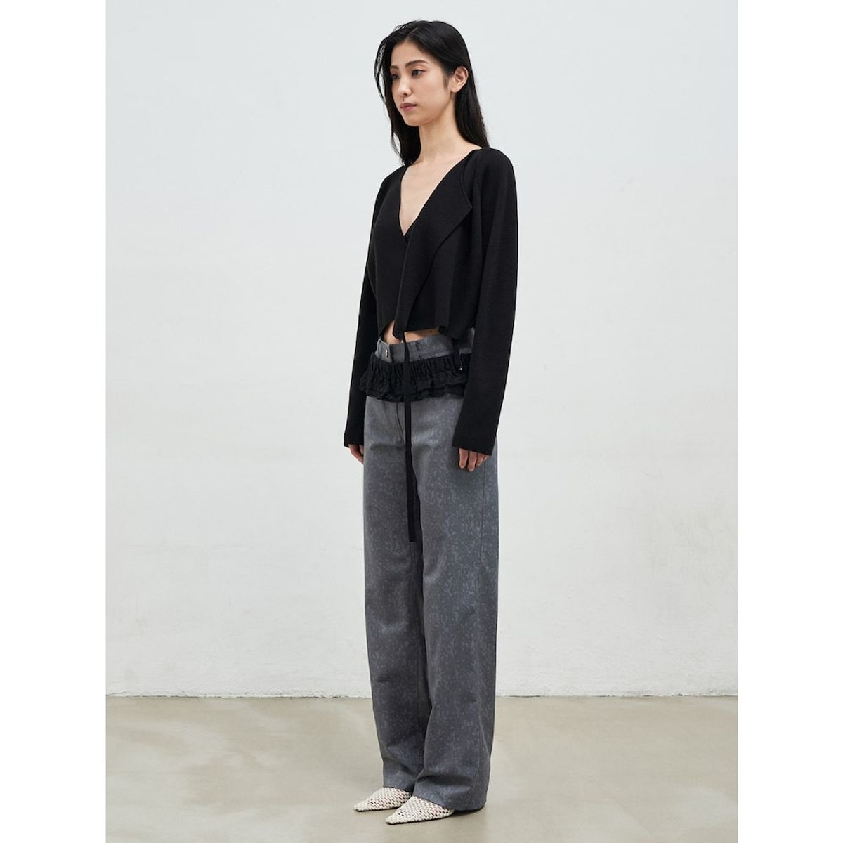 앙개(ANGGAE) Layered Lace Belt  Black