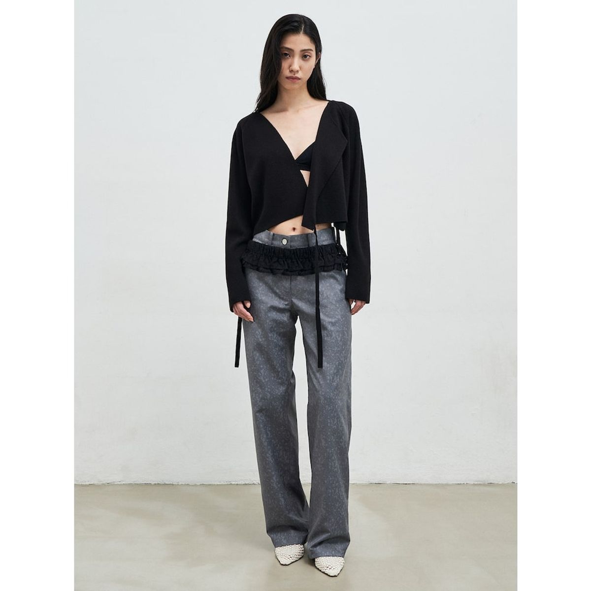 앙개(ANGGAE) Layered Lace Belt  Navy