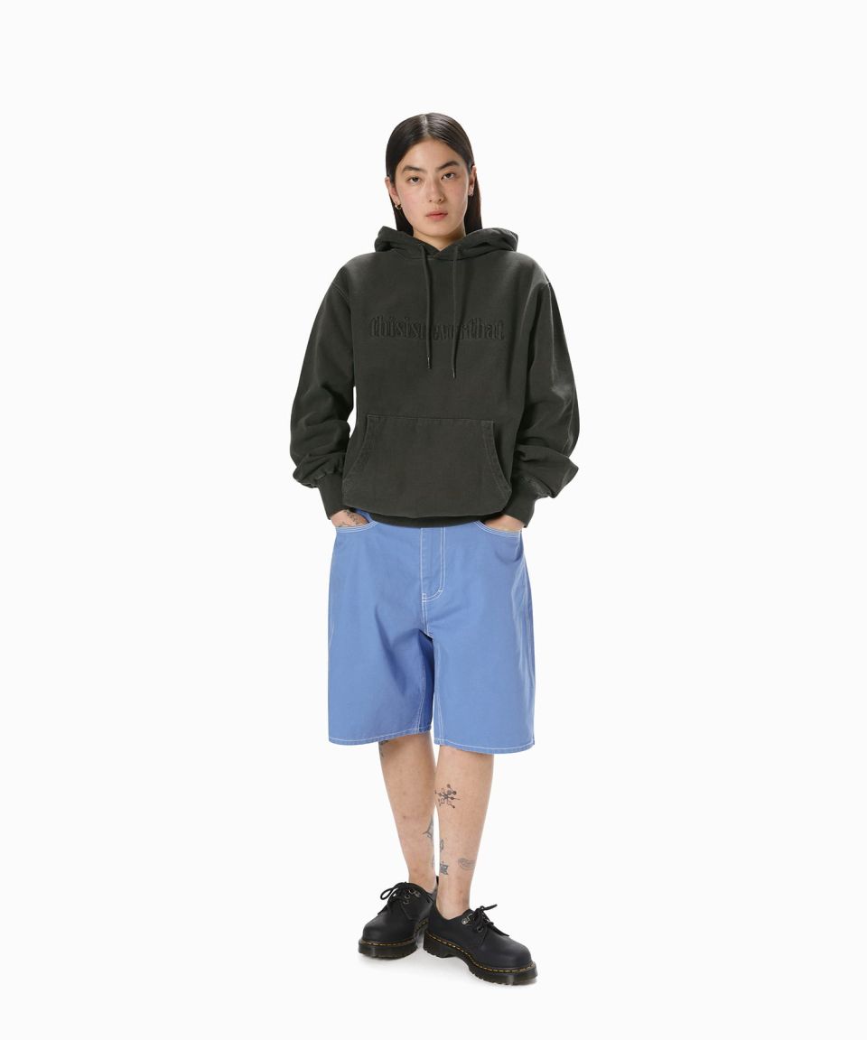 MUSINSA | thisisneverthat (SS25) Overdyed Embroidery Hoodie Charcoal