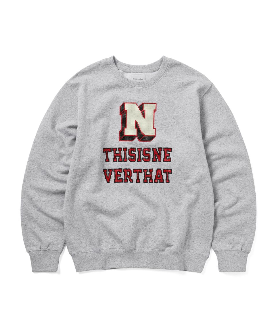 MUSINSA公式 | thisisneverthat Cross Stitched Crewneck Heather Grey