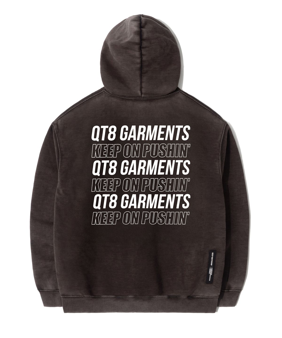 큐티에잇 가먼츠(QT8 GARMENTS) OC Slogan Washed Zip-up hoodie (Black)