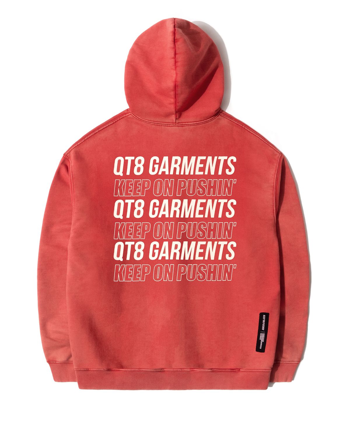 큐티에잇 가먼츠(QT8 GARMENTS) OC Slogan Washed Zip-up hoodie (Red)