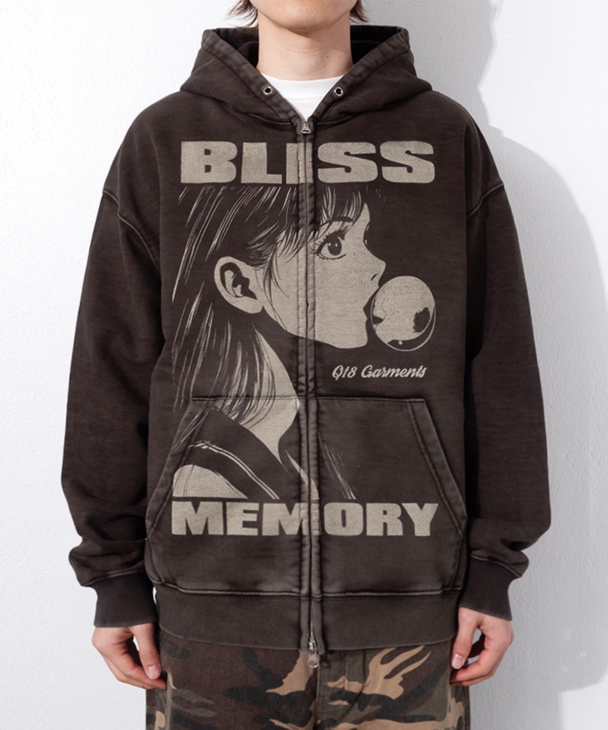 큐티에잇 가먼츠(QT8 GARMENTS) RG Bliss Washed Zip-up hoodie (Black)