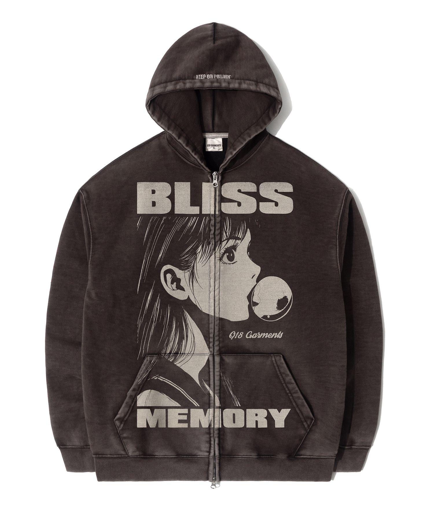 MUSINSA | QT8 GARMENTS RG Bliss Washed Zip-up hoodie (Black)