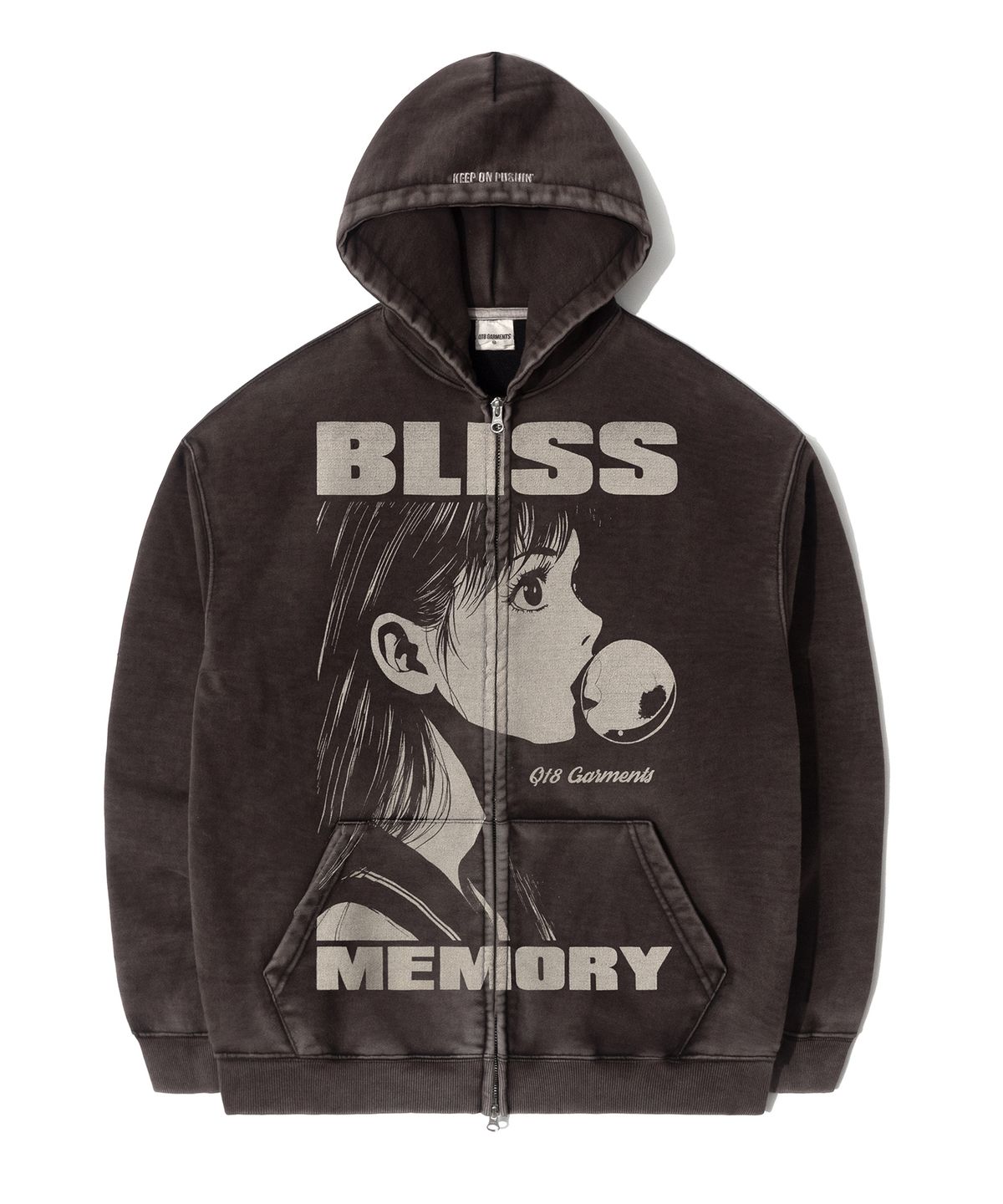 큐티에잇 가먼츠(QT8 GARMENTS) RG Bliss Washed Zip-up hoodie (Black)
