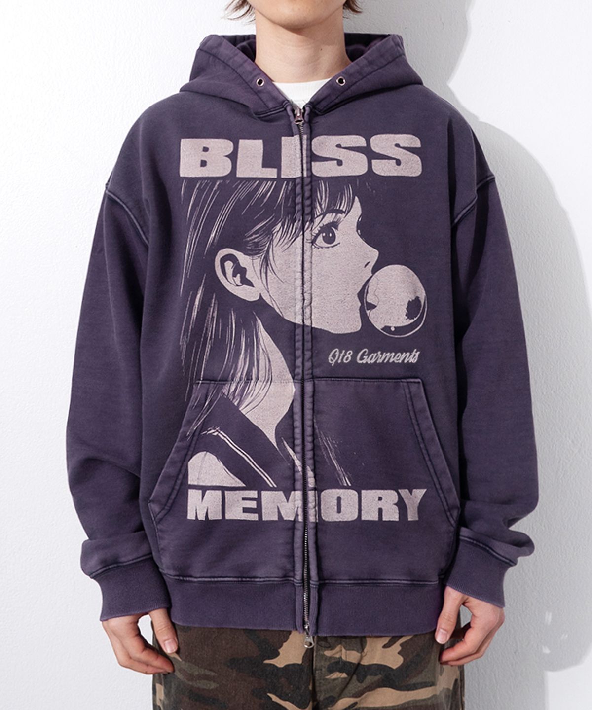 큐티에잇 가먼츠(QT8 GARMENTS) OC Bliss Washed Zip-up hoodie (Navy)