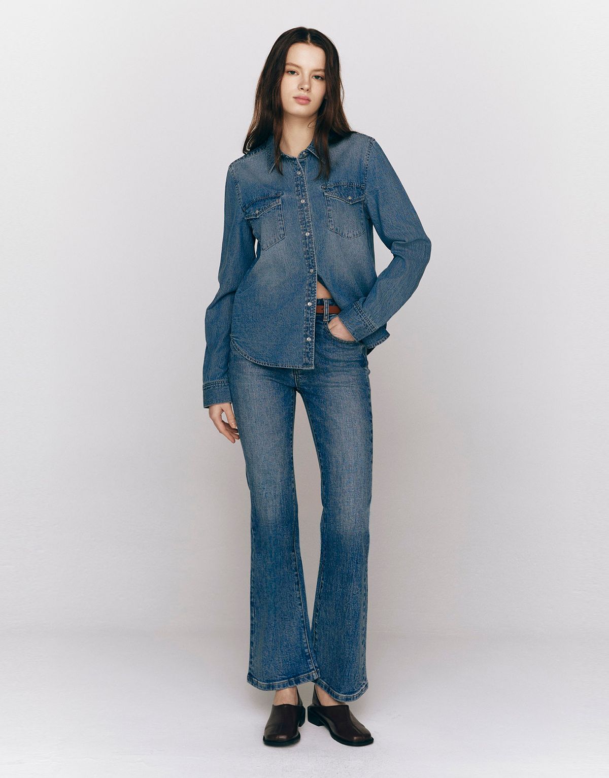 지오다노(GIORDANO) 웨스턴 데님 셔츠 345507 [2color]