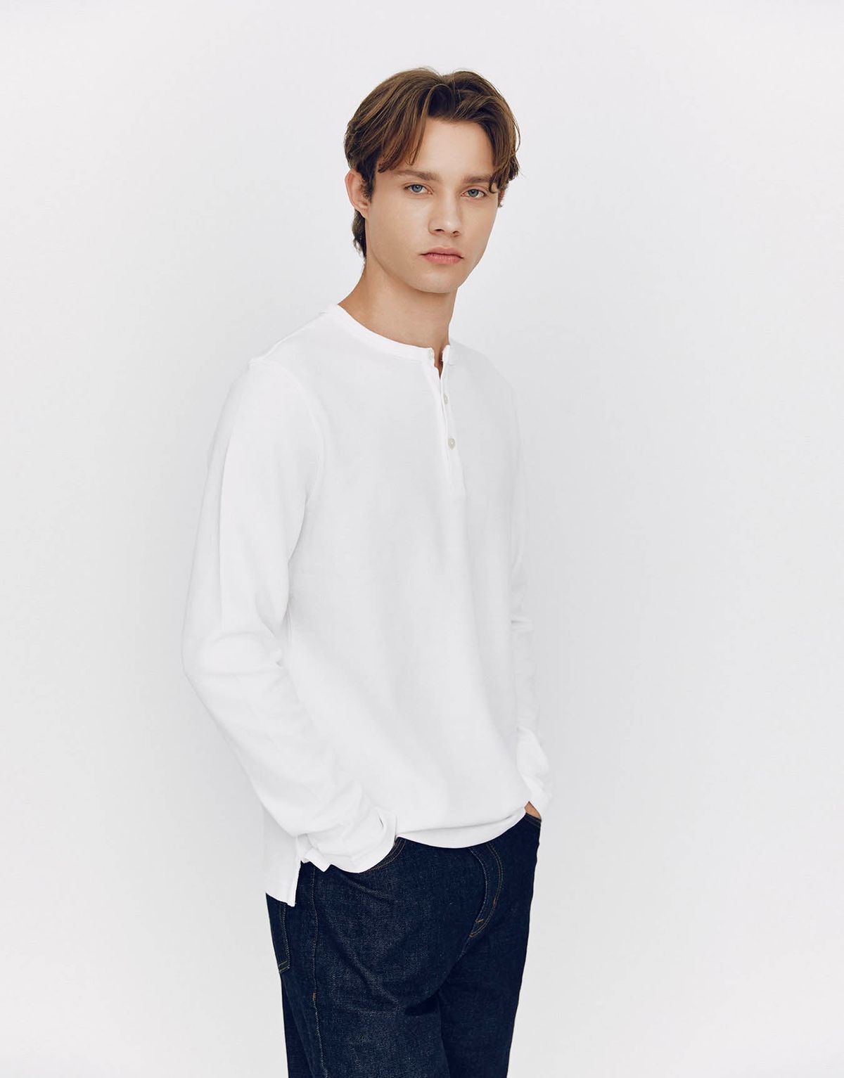지오다노(GIORDANO) 헨리넥 텍스쳐 긴팔티 025507 [3color]