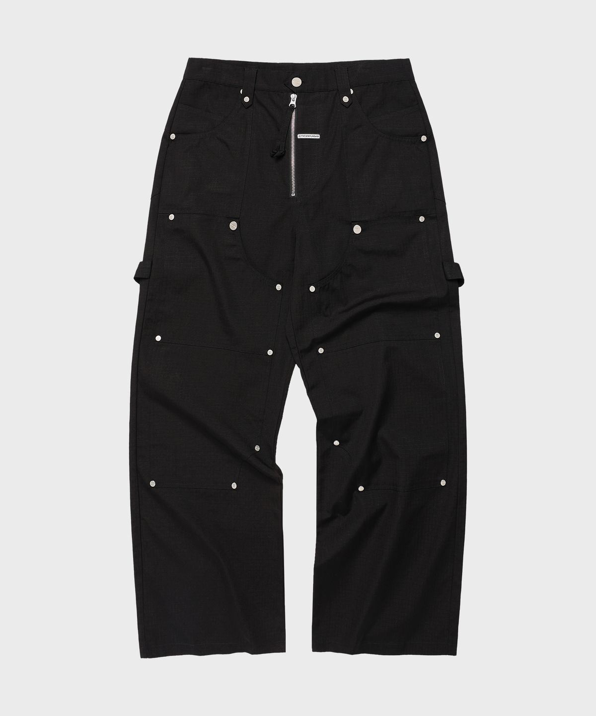 더바이닐하우스(THEVINYLHOUSE) OPEN DOUBLE KNEE PANTS BLACK