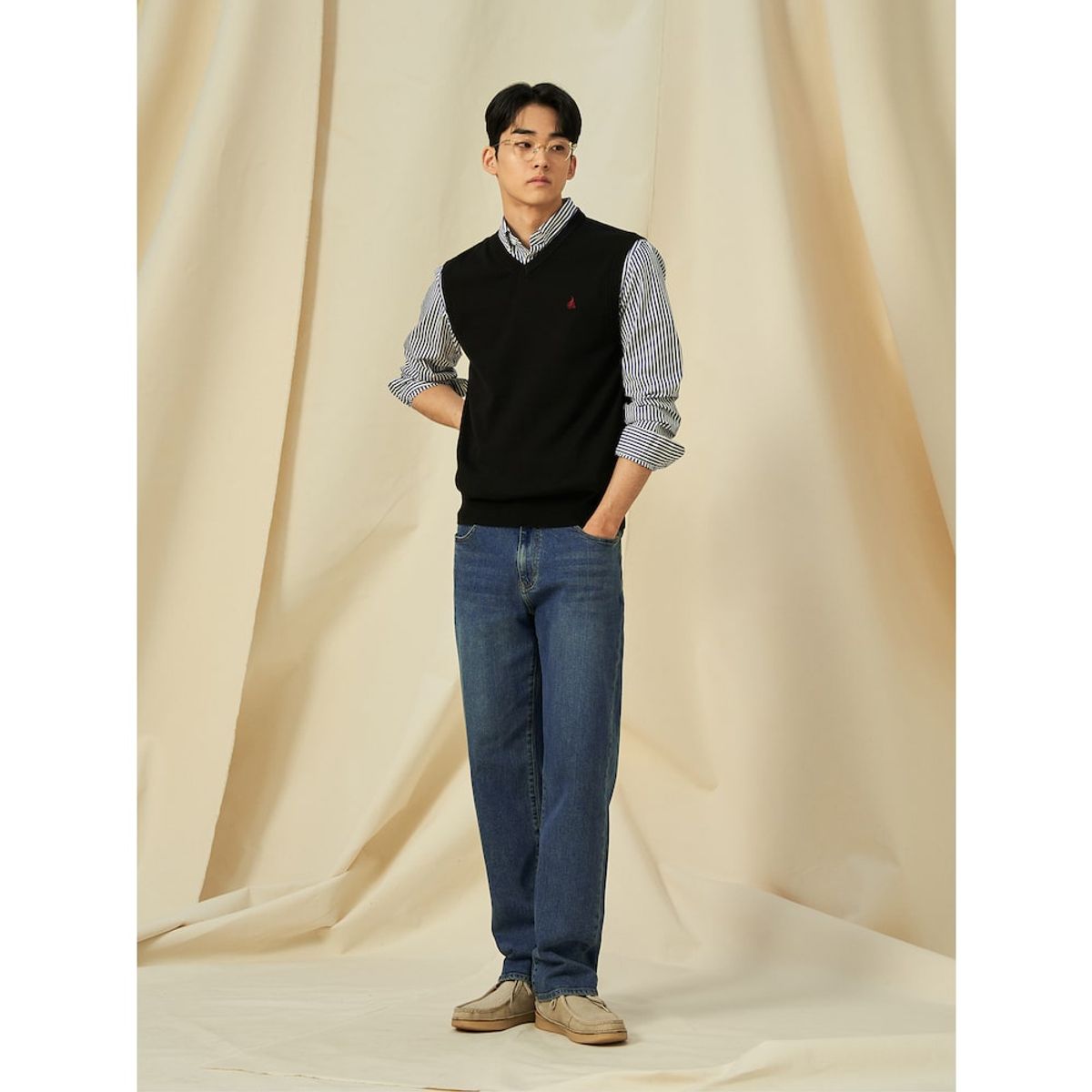 빈폴 멘(BEANPOLE MEN) [Essential] V넥 베스트  블랙 (BC5151E035)