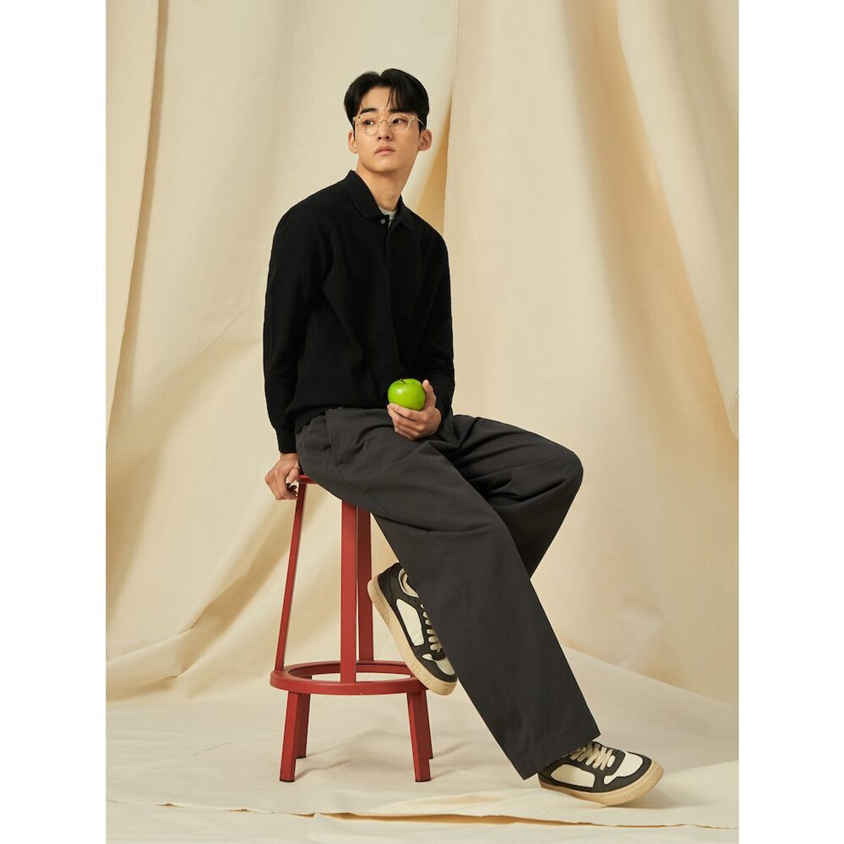 빈폴 멘(BEANPOLE MEN) 젠틀 칼라넥 니트  블랙