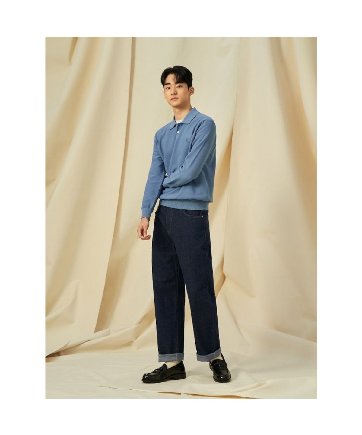 빈폴 멘(BEANPOLE MEN) 젠틀 칼라넥 니트  스카이 블루 (BC5151C04Q)