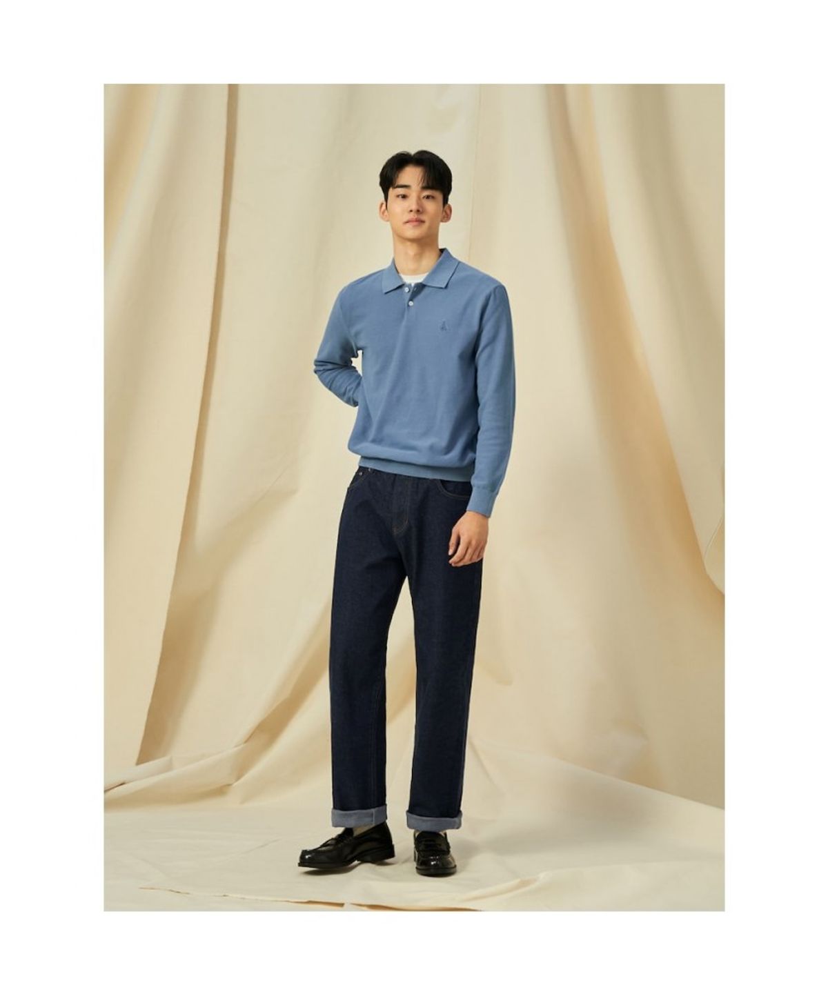 빈폴 멘(BEANPOLE MEN) 젠틀 칼라넥 니트  스카이 블루 (BC5151C04Q)