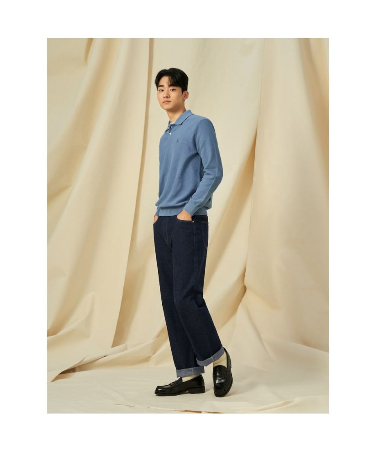 빈폴 멘(BEANPOLE MEN) 젠틀 칼라넥 니트  스카이 블루 (BC5151C04Q)