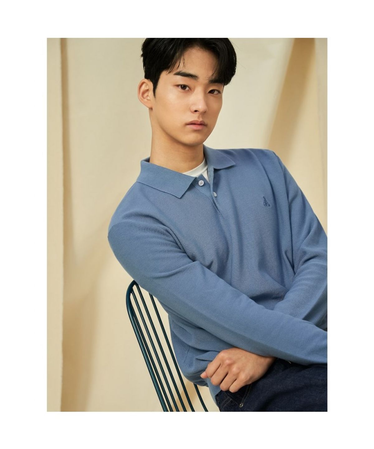 빈폴 멘(BEANPOLE MEN) 젠틀 칼라넥 니트  스카이 블루 (BC5151C04Q)