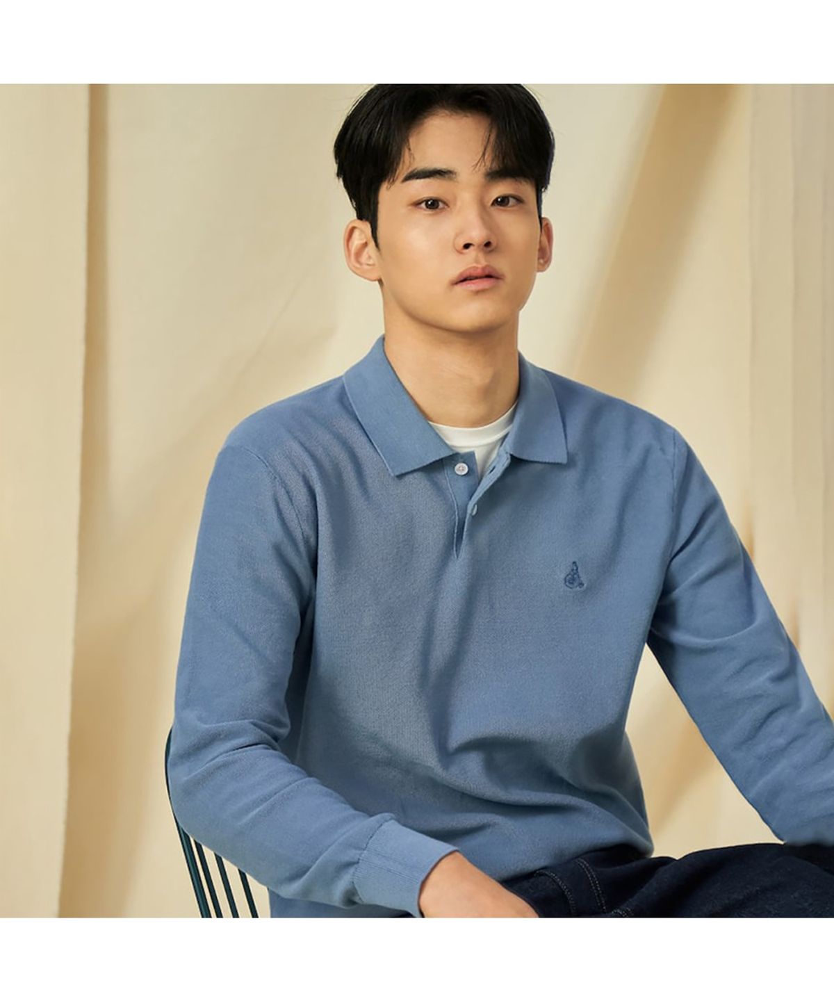 빈폴 멘(BEANPOLE MEN) 젠틀 칼라넥 니트  스카이 블루 (BC5151C04Q)