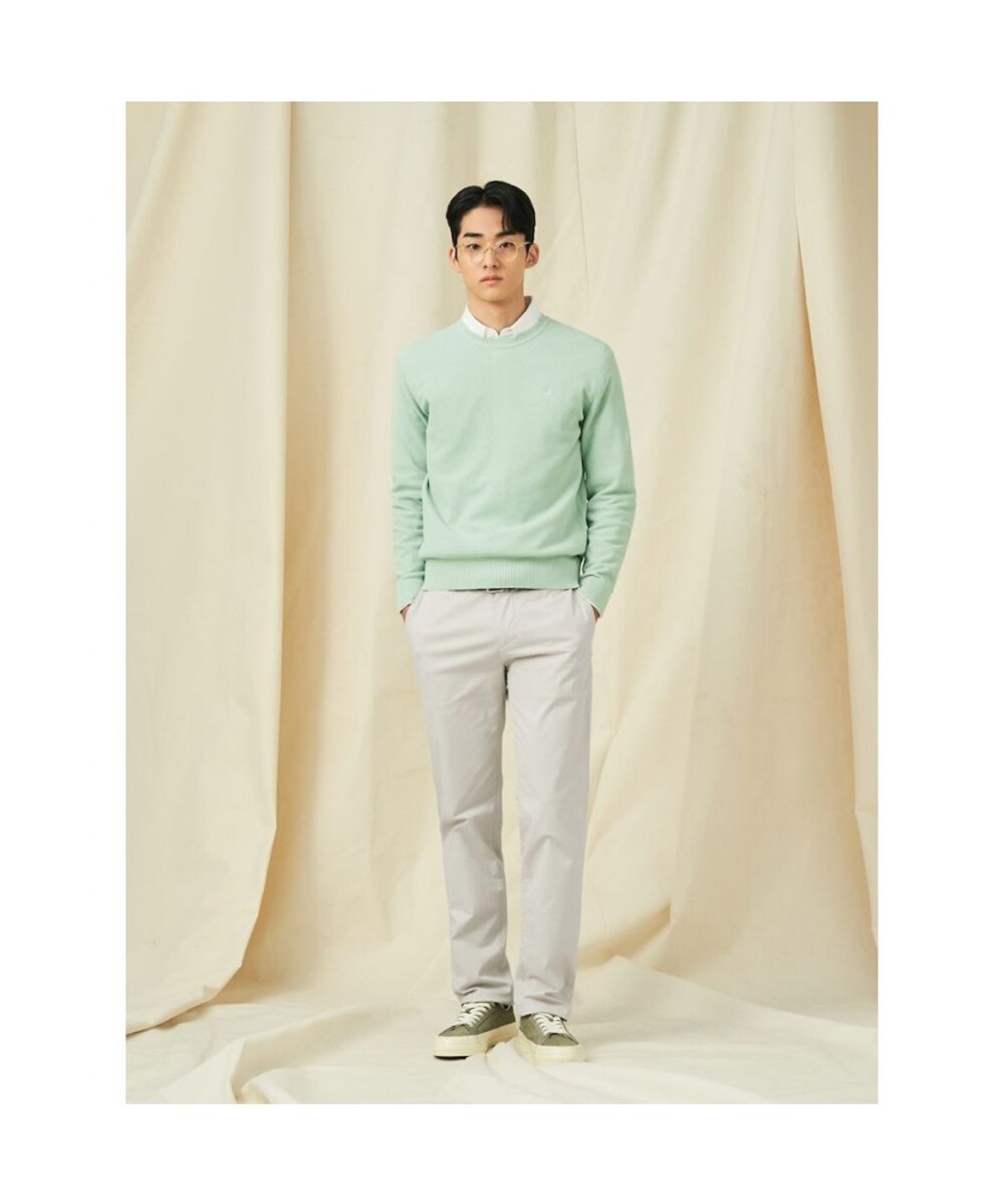 빈폴 멘(BEANPOLE MEN) 젠틀 라운드 니트  라이트 그린 (BC5151C05L)