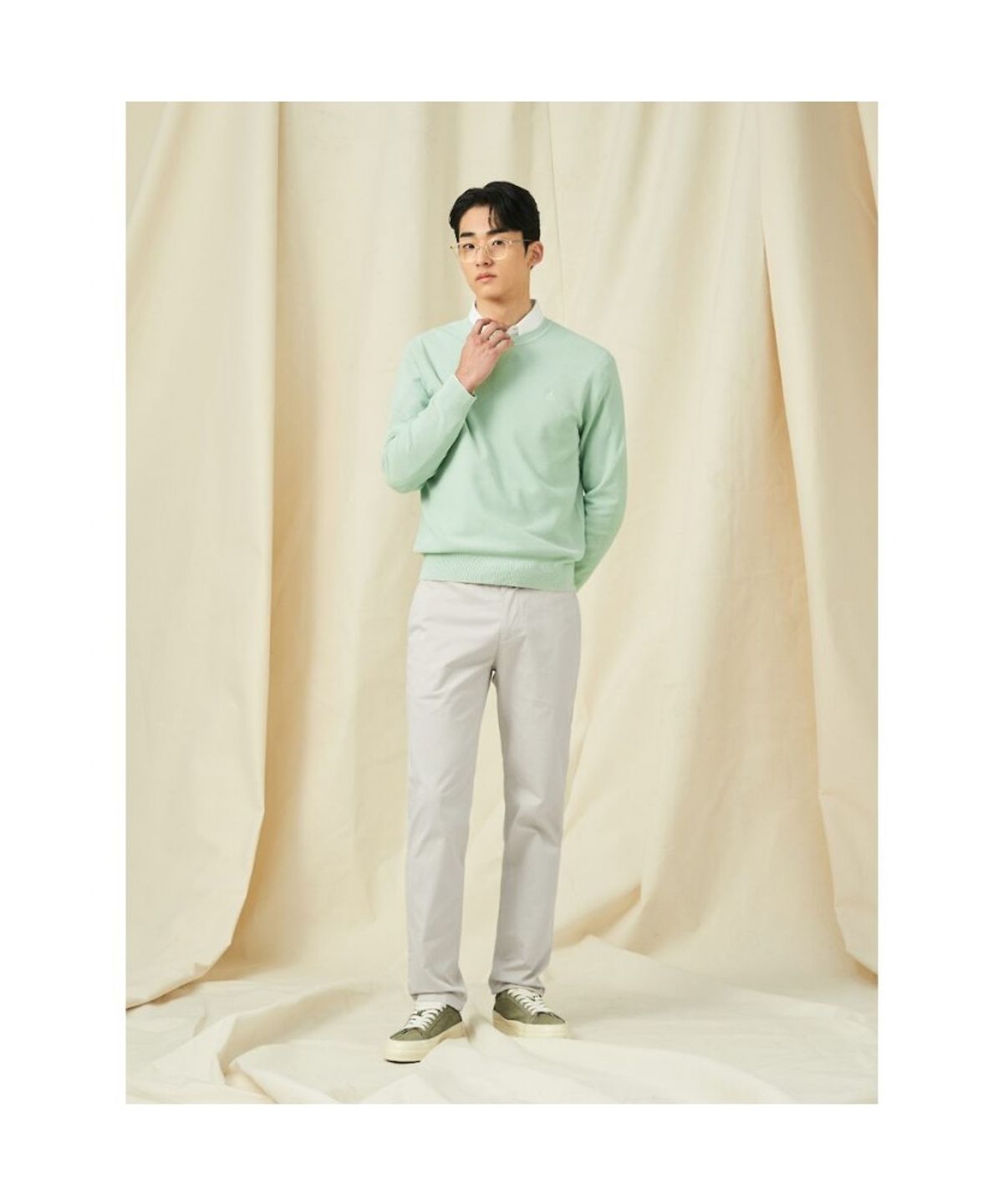 빈폴 멘(BEANPOLE MEN) 젠틀 라운드 니트  라이트 그린 (BC5151C05L)