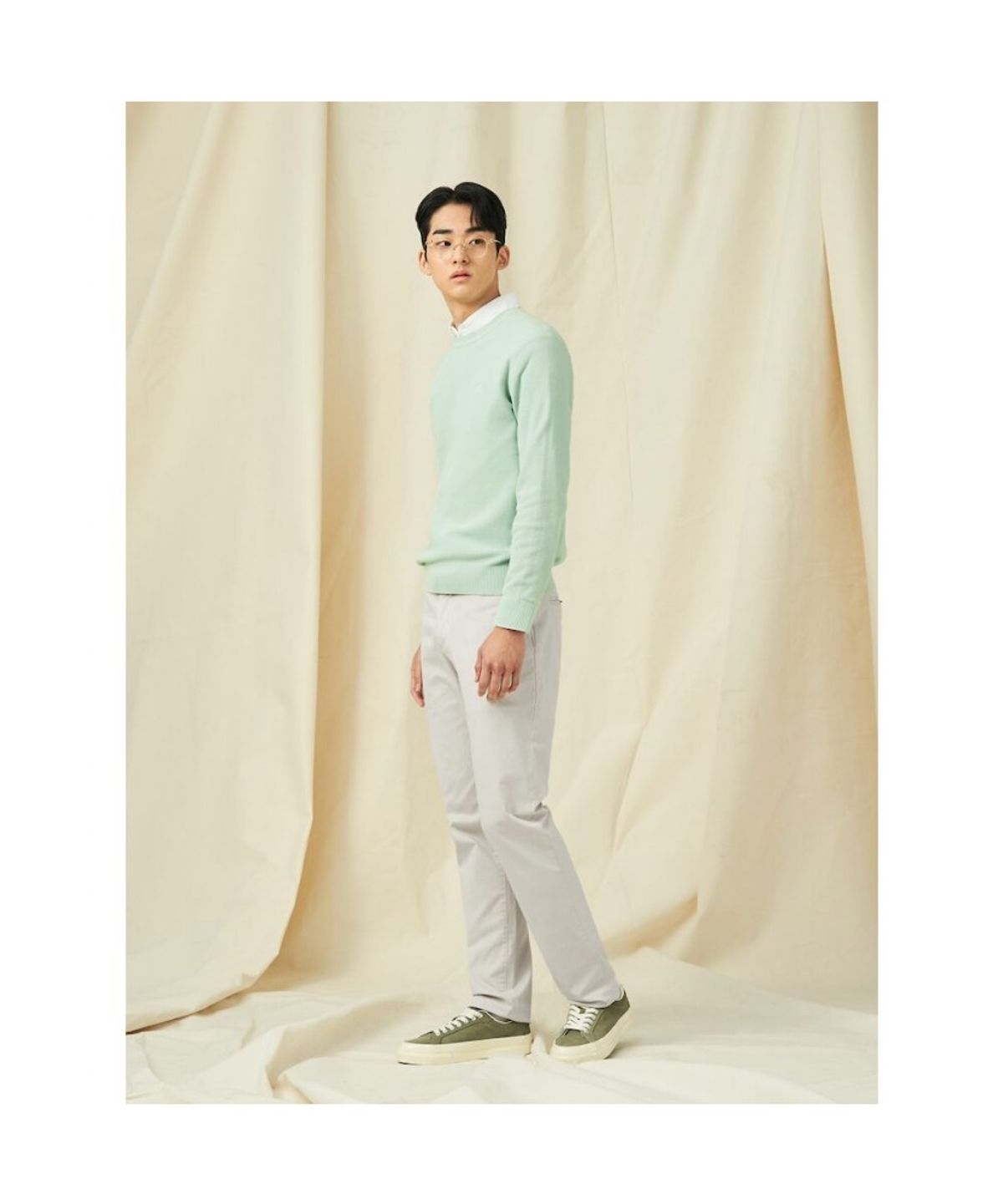 빈폴 멘(BEANPOLE MEN) 젠틀 라운드 니트  라이트 그린 (BC5151C05L)