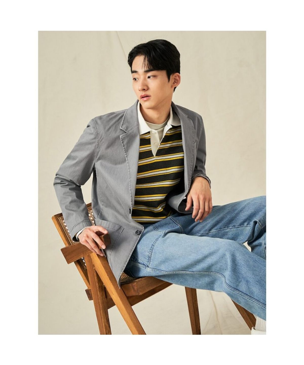 빈폴 멘(BEANPOLE MEN) 코튼 스트레치 가먼트워싱 재킷  그레이 (BC5111C113)