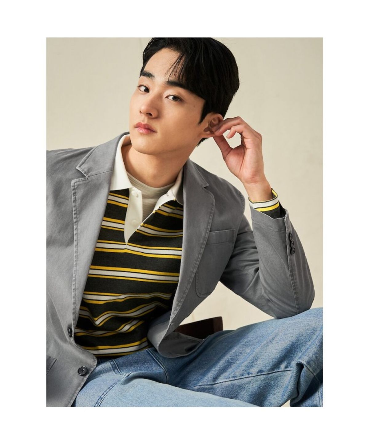 빈폴 멘(BEANPOLE MEN) 코튼 스트레치 가먼트워싱 재킷  그레이 (BC5111C113)
