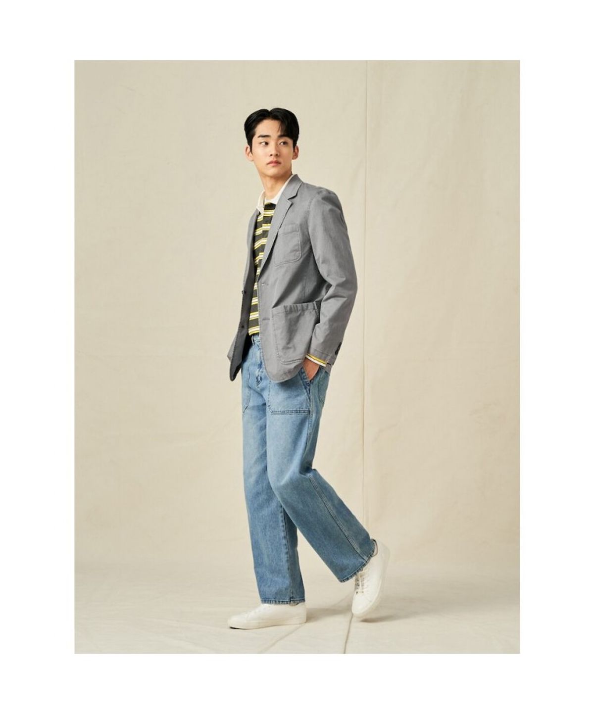 빈폴 멘(BEANPOLE MEN) 코튼 스트레치 가먼트워싱 재킷  그레이 (BC5111C113)