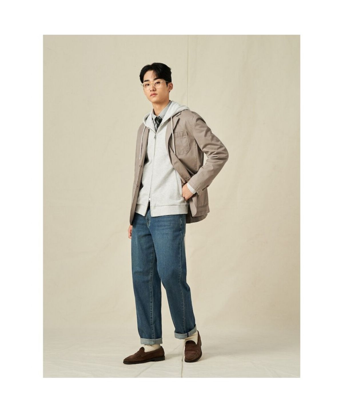 빈폴 멘(BEANPOLE MEN) 코튼 스트레치 가먼트워싱 재킷  베이지 (BC5111C11A)