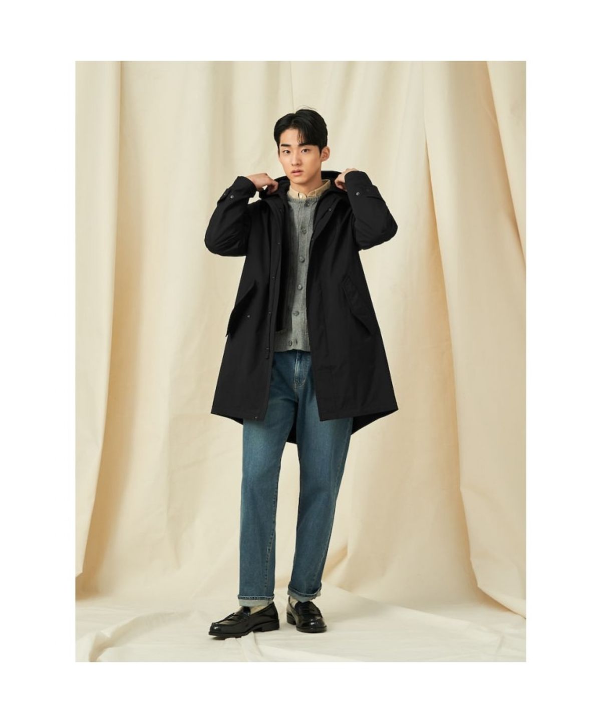 빈폴 멘(BEANPOLE MEN) 후드 디태처블 코트  블랙 (BC5130CP25)